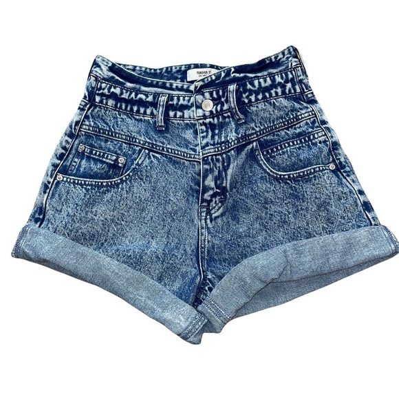 Forever 21 Shorts - High Rise Acid Wash Raw Hem - Size 26 - Picture 9 of 9